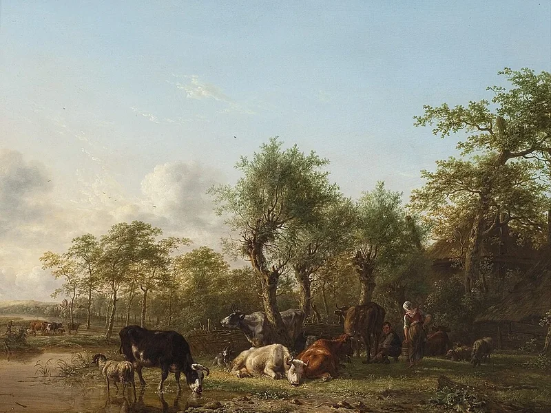 1755-Jan Kobell (I) - Paesaggio con mucche e mungitrice
